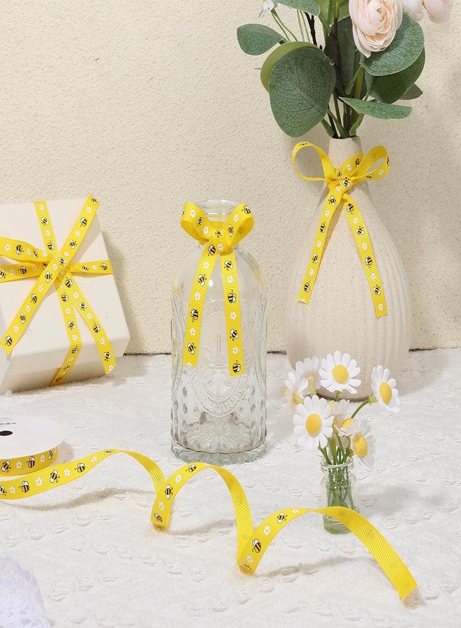 Bruislard 3/8 Inch x 10 Yard Yellow Black Bee Summer Ribbon, Bee Teacher Daisy Flower Grosgrain Ribbon for Gift Wrapping, Hair Bows, Party Decoration, DIY Crafts - Image 3